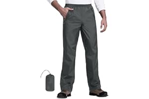 33,000ft Pantalon de pluie pliable pour homme - Imperméable - Léger - Coupe-vent - Réfléchissant - Pour la randonnée, le golf, la pêche en plein air