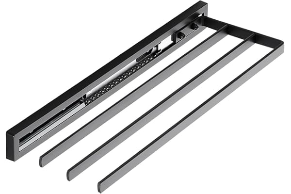 SOTECH Porte-Serviettes Coulissant Style à 3 Bras Noir 415 mm Course 300 mm Porte-Serviettes pour Montage latéral sur lavabo