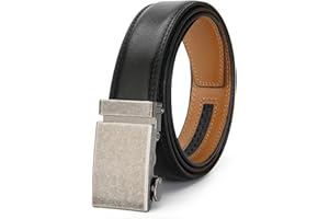 Nelbons Men's Belt, Slide Ratchet Belt for Men with Leather 1 3/8" width 3.5cm,Trim to Fit