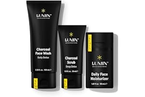 Lumin Smooth Operator Detox Trio, Men's Skincare Kit with Face Wash, Scrub & Moisturiser, 3-Step Detox, 3 Products