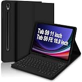Samsung Galaxy Tab S10 lite/S9/S10 Fe/S9 Fe 10.9/11 In&ccedil; Case Uyumlu Keybord Bluetooth T&uuml;rk&ccedil;e Q Klavyeli Kılıfı (Siyah)