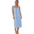 Apparel Ladies Plain Nightdress 100% Cotton V Neck lace Strap Long Nightwear M to 3XL