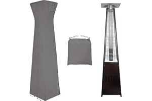 Easy-Going Pyramid Torch Patio Heater Cover with Zipper and Storage Bag, Waterproof Outdoor Heater Cover Dustproof, UV-Resisant, Wind-Resistant (90"H x 23"L x 23"W, Grey)