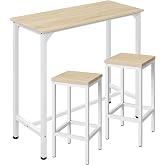 EUGAD Set of 2 Bar Table and 2 Pieces, Bar Stool Kitchen Furniture Dining Chair for Living Room Kitchen Table, 100 x 40 x 100