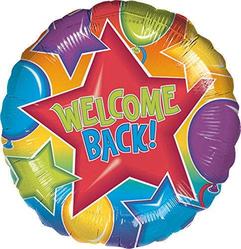 1 Stück 'Festive Welcome Back' Folien-Rundballon, ca. 45 cm, ohne Gasfüllung