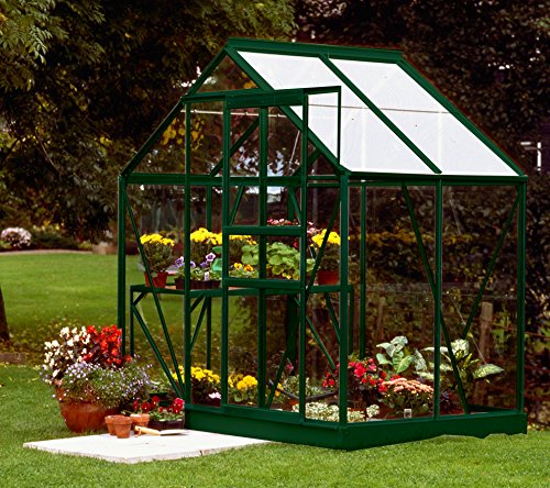 Vitavia Gewächshaus Venus - Ausführung: 2500 ESG 3 mm dunkelgrün, Fläche: ca. 2,5 m², mit 1 Dachfenster, Sockel: 192 x 130 cm