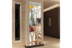 Arelead Adesivi da Parete 3D A Specchio Albero Wall Stickers Acrilico Camera da Letto Soggiorno Moderno Removibili Staccabile Pannelli Auto-Adesivo DIY Adesivi Murali Decorazione Murale (Argento)