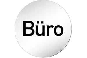 Türschilder24 XXL Türschild • Ø 100 mm rund • Schild Büro • aus veredeltem Aluminium Vollmaterial • geschliffene Edelstahloptik • 100% Made in Germany