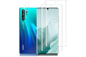 wsky 2 Stück Schutzfolie für Panzerglas für Huawei P30 Pro 5G mit 2 Stück Kameraschutz Schutzglas Folie, 9H Härte HD Panzerglasfolie, Anti-Fingerabdruck, HD Klar keine Blasen Displayschutz für P30 Pro