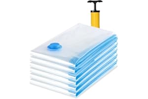 Diboniur Sacchetti Sottovuoto Vestiti, 5 Pezzi 80 x 60 cm Sacchi Buste Sottovuoto Vestiti Viaggio con Pompa Manuale, Vacuum Storage Bags Riutilizzabili per Piumoni Coperte Lenzuola Cuscini