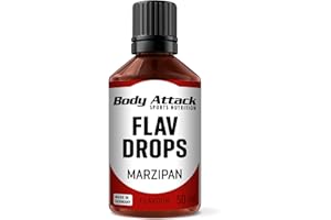 Body Attack Flav Drops®, 50 ml, Marzipan, Aromatropfen für Lebensmittel, zuckerfreie Flavour Drops ohne Kalorien, vegan & Qualität Made in Germany