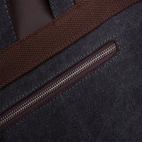 Aidonger Unisex Canvas und Leder Rucksack Laptoprucksack - 6