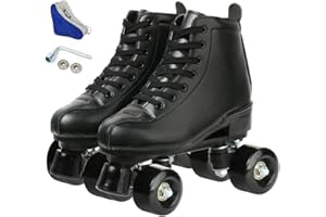 KALINU Women's Roller Skates PU Leather High-top Roller Skates Four-Wheel Roller Skates Shiny Roller Skates Beginner Outdoor Indoor