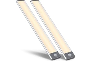 ‎LEPOTEC LEPOTEC 54LED Bewegungsmelder Schrankleuchten,USB Wiederaufladbar Batterie Nachtlicht Schranklicht, Kleiderschrank Lampen Unterbauleiste Beleuchtung Küchenlampen,Sensor Licht-warmes Licht 2 Stück