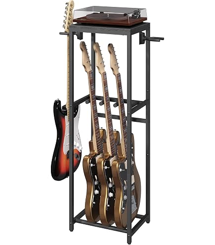 AYNEFY 5-fach Gitarrenständer Aus Metall – Faltbarer Standhalter Mit Gummipolster Für Akustik-, E-Gitarren & Bass