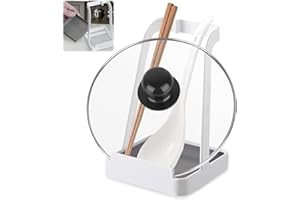 HOMURY - Tapa de olla y soporte para cucharas de cocina - Soporte para cucharas de cocina de metal, estante para tapa de olla, soporte multifuncional para tapa de sartén, cuchara de cocina, libro de