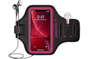 iPhone 15 14 13 12 11 Sportarmband, JEMACHE Gym Laufen Übung Workouts Armband für iPhone 15, 14, 13, 12, 11, XR mit Karte Halter (Rosig)