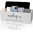CHONIC Unplug Box, Farmhouse Style Be Present Phone Box, Cell Phone Basket for Home, Wood Mobile Phone Jail, Family Time Out Charging Station for Phone Tablet Electronics Holder (White)