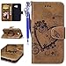 Produktbild FESELE Schutzhülle für [Samsung Galaxy A7 2017] Brieftasche Hülle Liebe Herz Schmetterling Blume Leder Tasche Flip Case Handyhülle mit Standfunktion und Magnetverschluss, Samsung Galaxy A7 2017 Flip Wallet Hülle Bookstyle Kartenfach Ledertasche Leder-Mappen-Karten-Slot-Abdeckung für Samsung Galaxy A7 2017 + Blau Eingabestift Stylus Touch Pen-Herz,Braun