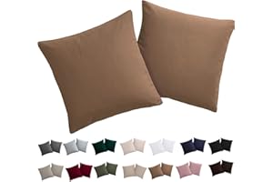 Soifox Poszewka na poduszkę 40 x 40 cm, zestaw 2 poszewek na poduszkę 40 x 40 cm, 100% mikrofibra, nie wymaga prasowania i nie gniecie się, z zamkiem błyskawicznym