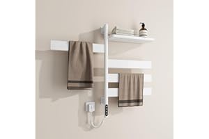 EMKE Toallero Eléctrico de Baño, Toallero Giratorio a 180°, Toallero Inteligente con Wi-Fi, Toallero Eléctrico 120W, Blanco, 760x450x140 mm