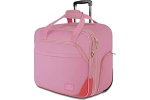 MATEIN Laptop Bag on Wheels for Women, 17 Inch Laptop Case Travel Rolling Briefcase Womens Computer Case Ladies Lightweight Office Bag Carry on Suitcase for Flight, Airplane, Pink