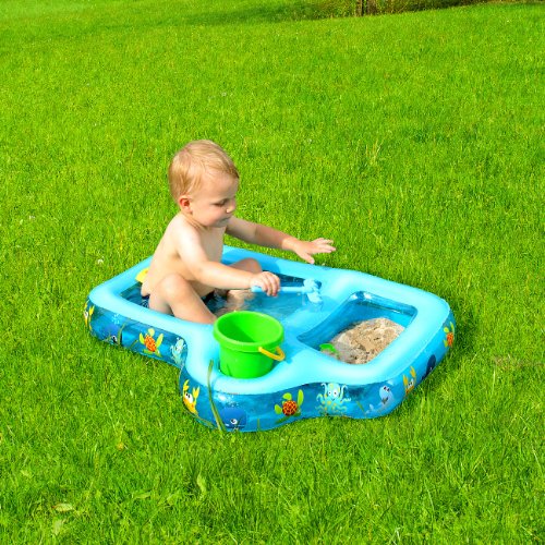 infactory Planschbecken: Aufblasbarer Sand- & Wasserspielplatz, mit Eimer & Schaufel (Sandkasten)
