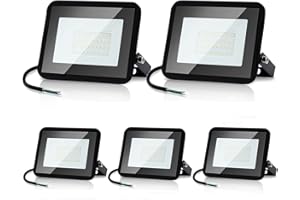 Randaco 50W LED Projecteur Extérieur,4250LM Spot d'extérieur 6000K Blanc Froid, IP66 Etanche Lampe de sécurité Extérieure Eclairage Extérieur pour Atelier Garage Jardin Terrain de sport, 5pcs