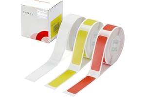 BINARDAT Mini papier d'étiquettes compatible avec for NIIMBOT D11 D110 D101 imprimante, anti-huile, résistant aux rayures 14x25mm(240Pcs/Roll) (blanc, rouge, jaune)