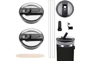 CHIHOLEN 2 tapas Stanley Cup a prueba de fugas, tapas de repuesto para vasos Stanley 30 oz, tapa para Stanley, accesorios para Stanley, con 2 pajitas y 1 herramienta de desmontaje auxiliar (2 negras)