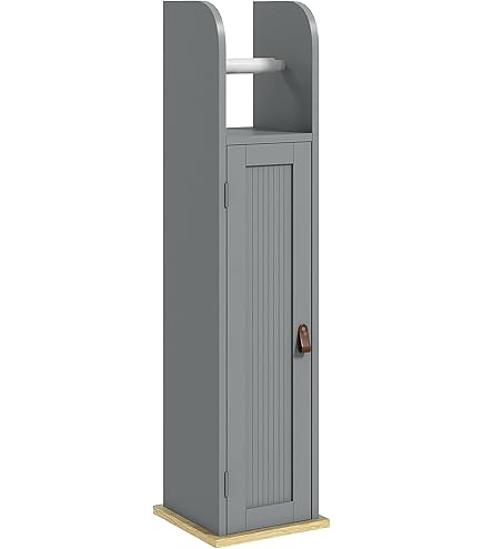kleankin Badkamermeubel, 2 deuren, met verstelbare plank, opbergkast voor wastafel, 60 x 30 x 60 cm, antracietgrijs en houtlook