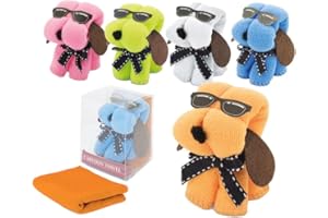 Publiclick Lote 30 Toallas Perro, Detalles Infantiles en Caja de Regalo, Toallas Perritos con Formas Baratas, Detalles Cumpleaños, Regalos y Recuerdos Originales,