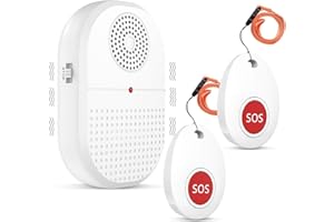 DAYTEE Daytech Alarme Personne Agee pour Les Personnes âgées/Les Enfants/Les Femmes Enceintes/Les Patients,Bouton SOS de Transmission sans Fil d'une portée de 150 m(1 récepteur + 2 émetteurs)