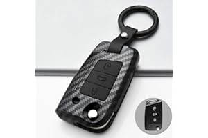 ontto Guscio Cover per Chiave Telecomando Auto per VW Golf 7 MK7 Polo T-ROC Skoda Superb Octavia Seat Leon Ibiza Coprichiave in ABS Custodia Protettivo Portachiavi 3 Tasti-Nero Carbonio B
