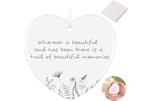 SRUMVOAT Sympathy Gifts, Ceramic Double Side Printed "Wherever A Beautiful Soul Has Been, There Is A Tail Of Beautiful Memories" Bereavement Gifts With Box, Condolence Keepsake, Memorial Grief Remembrance Gift