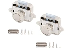 LdawyDE Push lock, 2 Pezzi Serratura Pulsante, Pulsante Serratura, Materiale in lega di zinco e ABS, robusto, solido, affidabile, per camper, yacht, cassetti, ante dellarmadio (Nichel Perlato)