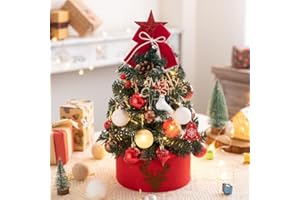 DUOJIN Choinka z oświetleniem LED, 45 cm mini choinka mała choinka dekoracja bożonarodzeniowa DIY artykuły na stół i biurko na przyjęcie bożonarodzeniowe (czerwona)