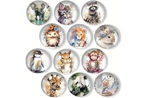 Fokroin 12 Stück Kühlschrankmagnete, Sternenhimmel und Tier Muster Bunt, Lustige Runde Magnete für Magnettafel, Kühlschränke, Whiteboards, Küche (30mm)