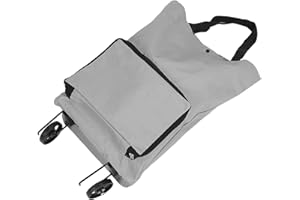 ‎PONGNAS Składany Wózek na Zakupy z Kółkami Torba Wielokrotnego Użytku na Wózek Torba na Zakupy o Dużej Pojemności Oxford z Uchwytem (Szary)