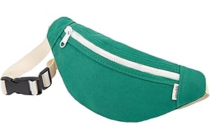 DZXIN Kids Bumbag, Canvas Fanny Pack for Kids Crossbody Waist Bag for Unisex Toddler Boys Girls (Green)