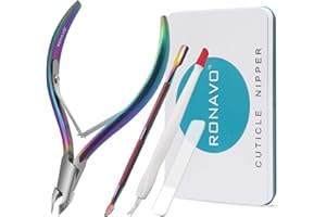 Coupe-cuticules avec poussoir à cuticules - RONAVO Coupe-cuticules Pince à cuticules Ciseaux à cuticules professionnels en acier inoxydable et coupe-cuticules Outils de manucure pédicure durables