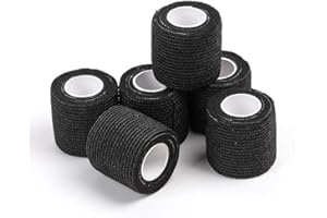 STIGMA 6 pz monouso copertura per impugnatura del tatuaggio, Nastro adesivo elastico autoadesivo per impugnatura per macchinetta da tatuaggio Nero(2 "x 5 iarde)