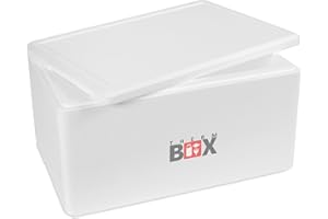 THERM-BOX Styroporbox 45W Innen: 53x33x25cm Wand: 3cm Volumen: 45,3L Isolierbox Kühlbox Warmhaltebox Wiederverwendbar