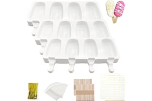 Gxlaihly 3 Pcs Moules à Glace Silicone, Moule à Glace en silicone, Moule à Glace, Popsicle Moule Sans BPA, Avec 100 Batonnet En Bois, 100 sacs OPP, 100 bandes d'emballage et 100 autocollants