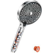Duschkopf Groß 130mm Mit 3 Strahlarten – Wassersparender Hochdruck Brausekopf Mit Silikondüsen, Chrom