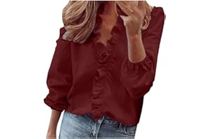 NUSGEAR 2023 Camiseta Manga Corta Mujer, Verano Moda Colores sólidos Blusa Camisa Volantes Cuello en V Basica Elegante Camiseta Suelto Tops Casual Fiesta Cómodo T-Shirt Original tee Talla Grande