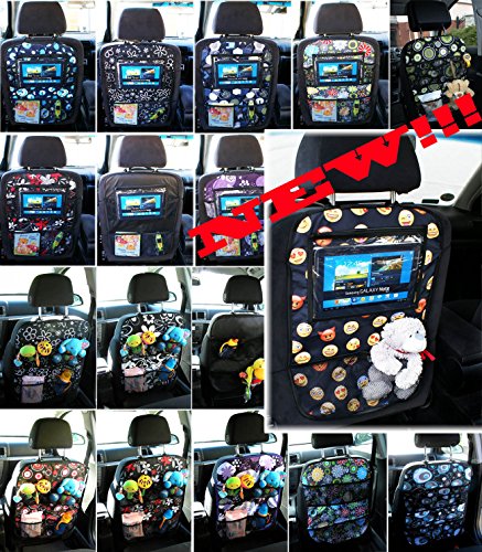 Auto Rücksitz Organizer Multi Tasche Rückenlehnenschutz Sitzschoner Lehnenschutz Hecksitzschoner RINGE WEIß (Muster nr 11) - 2