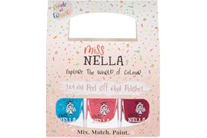 ‎MISS NELLA Miss Nella WINTER GLITTERS SPECIAL Nagellack 3er Set: Rosa, Blau und Bordeaux, abziehbarer Nagellack speziell für Kinder, Peel-Off, ungiftig, wasserbasiert geruchsneutral