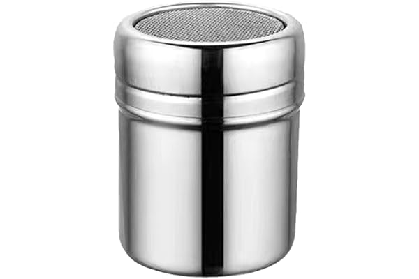 304 rostfritt stål pulverskakare, fint nät glasyr socker dammare, mångsidig mjöl kakao kaffesöfter, 3 storlekar (liten/medium/stor) för bakning, matlagning och barista, användning i hem och restaurang