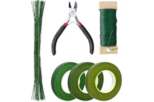 Nuoshen Floral Arrangement Kit - Tapes, Wraps, Wire Cutter, Green Tape, 22 & 26 Gauge Stem Wire for Bouquet Wrap Florist